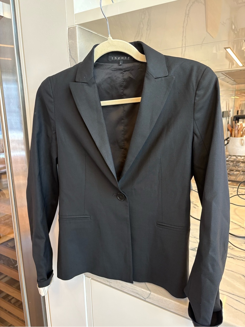 Theory Black Single-Button Tailored Blazer